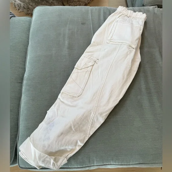 Free People Cream Wide Leg Pants - Picture 3 of 8